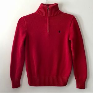 Polo Ralph Lauren 1/4 Zip Long Sleeve Red Sweater